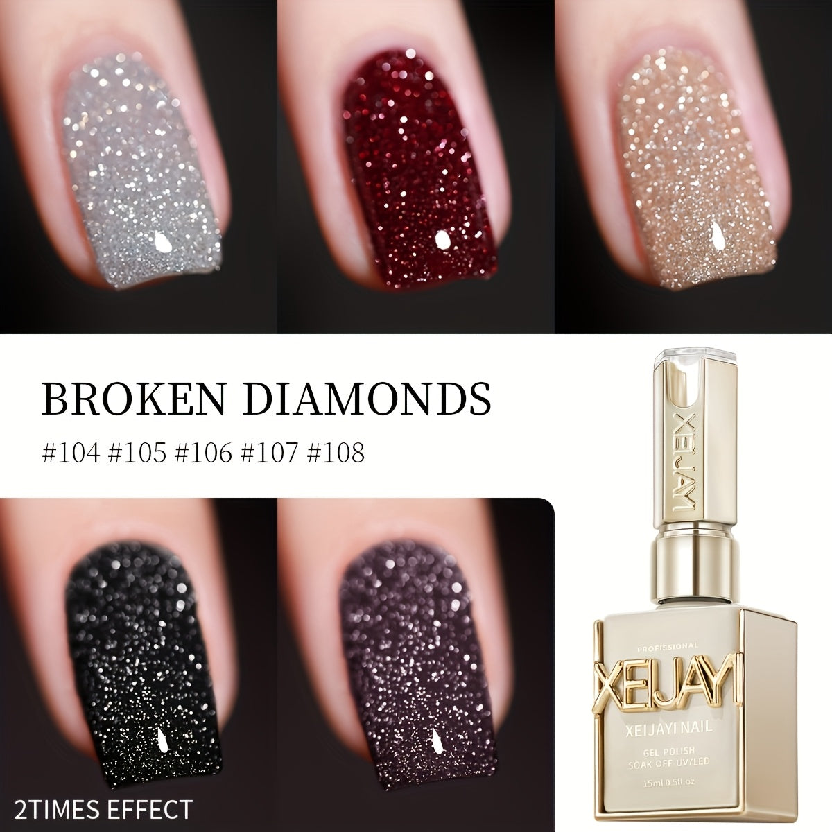 XEIJAYI 5 Colors 15ml New Popular Nail Gel Semi Permanent Nail Art Soaking LED Nail Salon DIY Nail Salon Gel, Best for Christmas