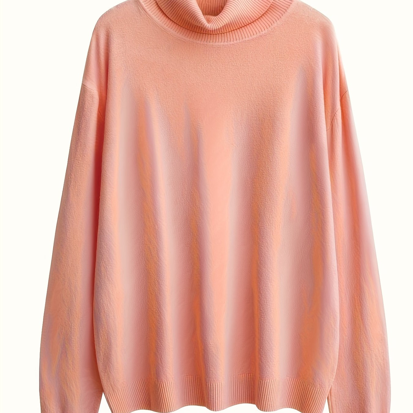 Simple Solid Turtle Neck Knitted Sweater, Elegant Long Sleeve Sweater For Fall & Winter, Women's Clothing