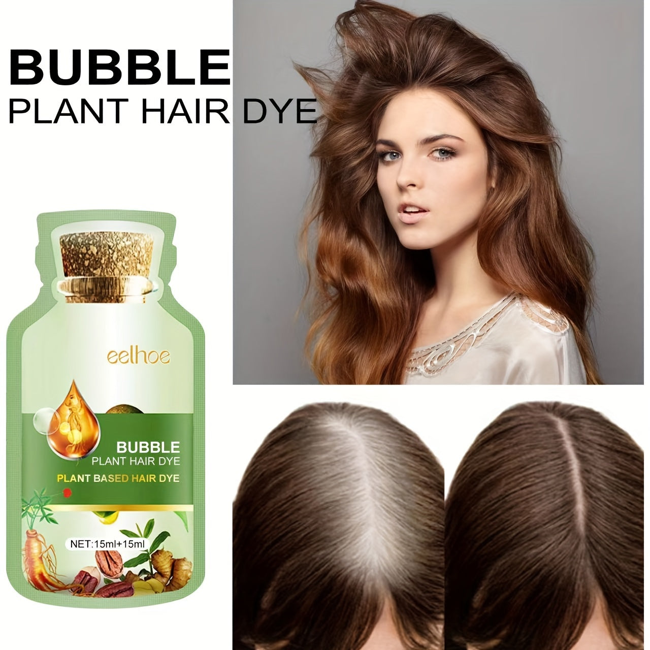 A Natural Plant-Based Hair Dye That Is Semi-Permanent, Easy to Apply, And Gentle on The Scalp. This Bubble Hair Treatment Is Suitable for Both Men And Women, Allowing for Quick At-Home Hair Coloring with a 30ML Pack Containin