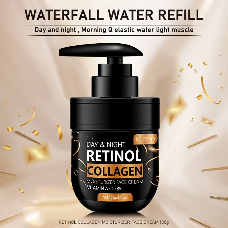 ROZINO Retinol Black Series Skincare 4pcs Set, Including Eye Cream, Face Cream, Neck Cream and Rich in Retinol Vitamin C, Moisturizing and Firming, Suitable for Face, Neck and Eye Area, Free from Fine Lines, Suitable for All