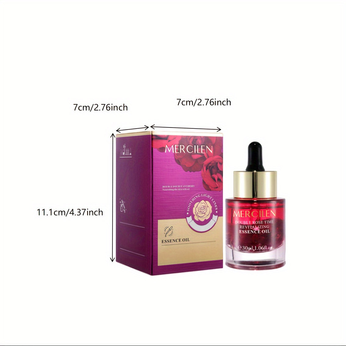MERCILEN Rose Essential Oil, Hypoallergenic Plant-Based Squalane, Natural Moisturizing for All Skins, Unisex Adult Light Beige Care