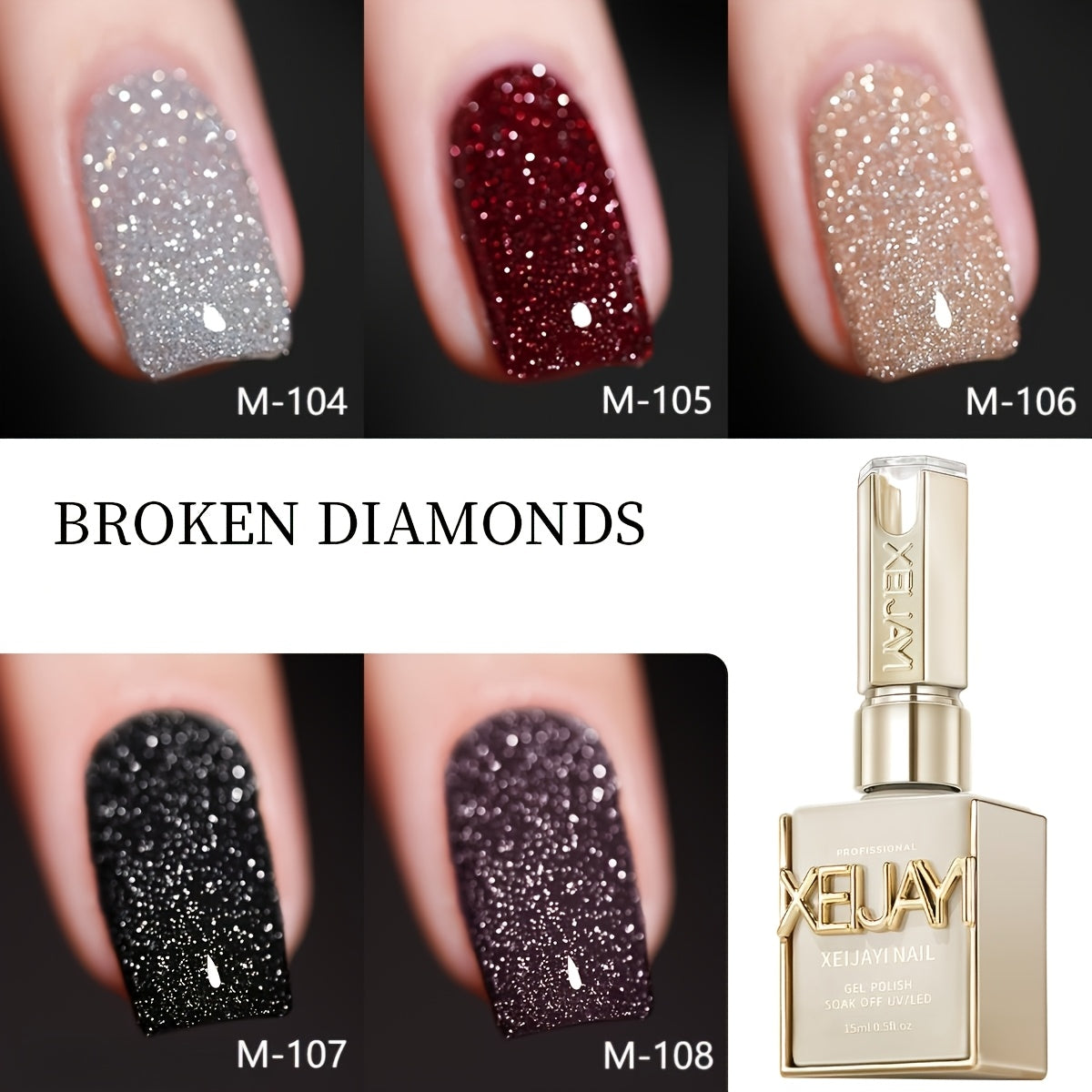XEIJAYI 5 Colors 15ml New Popular Nail Gel Semi Permanent Nail Art Soaking LED Nail Salon DIY Nail Salon Gel, Best for Christmas