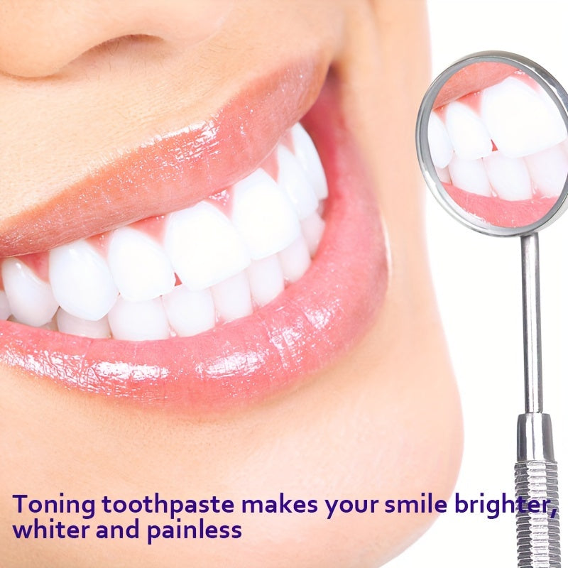 Purple Teeth Four-Piece Set, Toothpaste and Powder Whitening Pen, Brightens Teeth, Eliminates Bad Breath Stains and Odor, Daily Oral Cleaning for Fresh Breath, Cares for Gums, Boosts Confidence in Smile, Suitable for All Ages