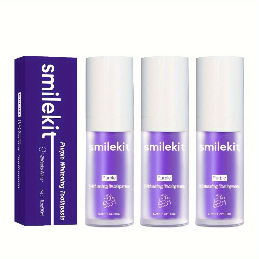SMILEKIT Purple Whitening Toothpaste, Grape Flavor, Deep Clean Formula for Fresh Breath, 1-Pack Paste