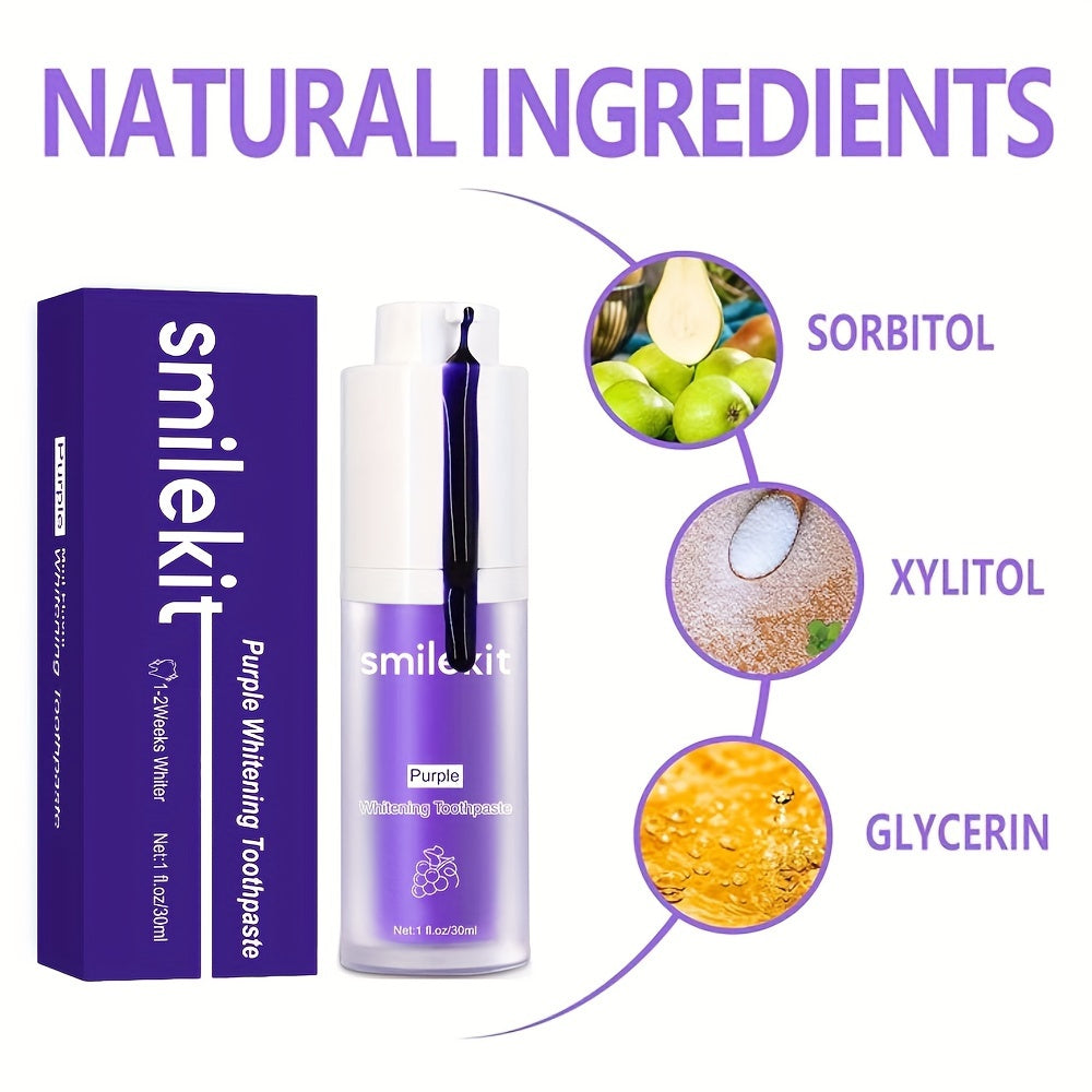 SMILEKIT Purple Whitening Toothpaste, Grape Flavor, Deep Clean Formula for Fresh Breath, 1-Pack Paste