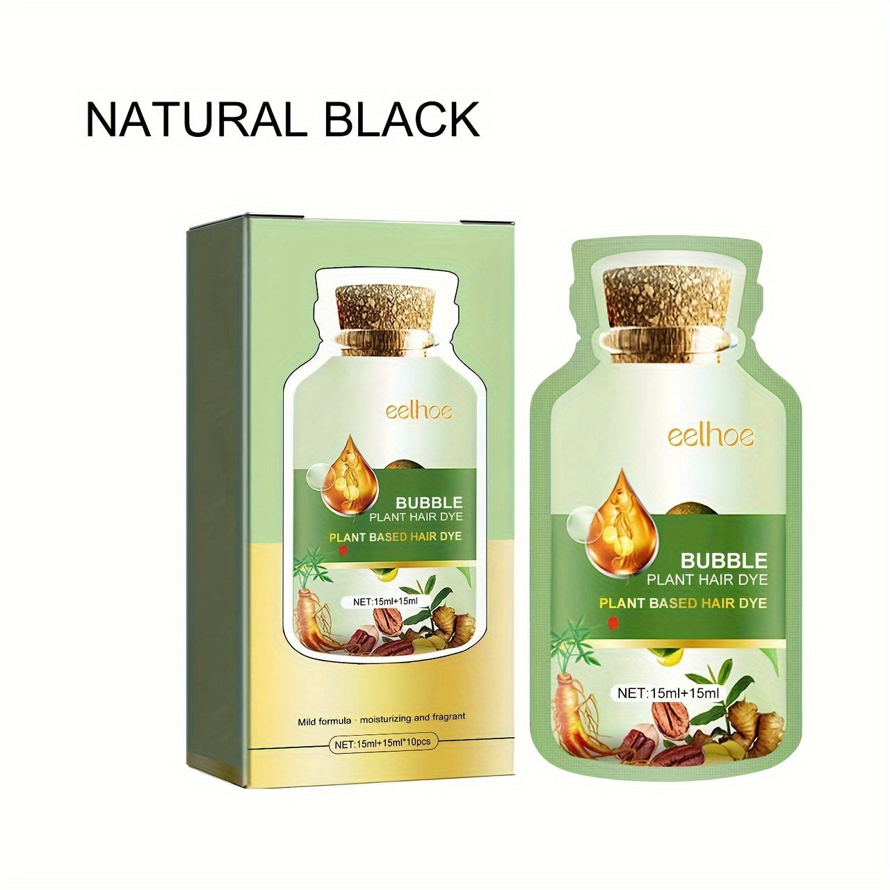 A Natural Plant-Based Hair Dye That Is Semi-Permanent, Easy to Apply, And Gentle on The Scalp. This Bubble Hair Treatment Is Suitable for Both Men And Women, Allowing for Quick At-Home Hair Coloring with a 30ML Pack Containin