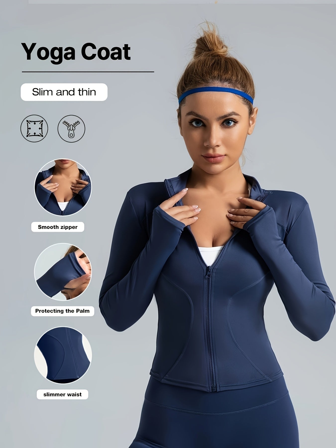 Women'S Quick-Dry Long Sleeve Zip-Up Sports Jacket - High Elasticity Breathable Yoga & Running Top with Front Pockets, Slim Fit All-Season Activewear for Gym, Outdoor Activities, Sleek Design, Durable Fabric