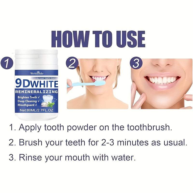 9D White Remineralizing Hydroxyapatite Tooth Powder, Tooth Whitening Powder, Deep Cleaning, Fresh Breath, Ideal for Oral Health & Hygiene Gift for Women Men, Breath Freshener, Toothpaste, Tooth Cleaning Powder for Daily Life