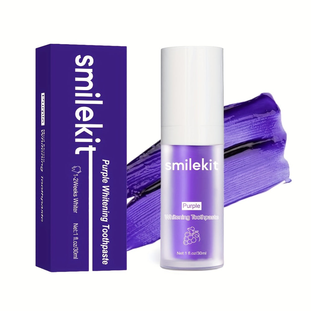 SMILEKIT Purple Whitening Toothpaste, Grape Flavor, Deep Clean Formula for Fresh Breath, 1-Pack Paste