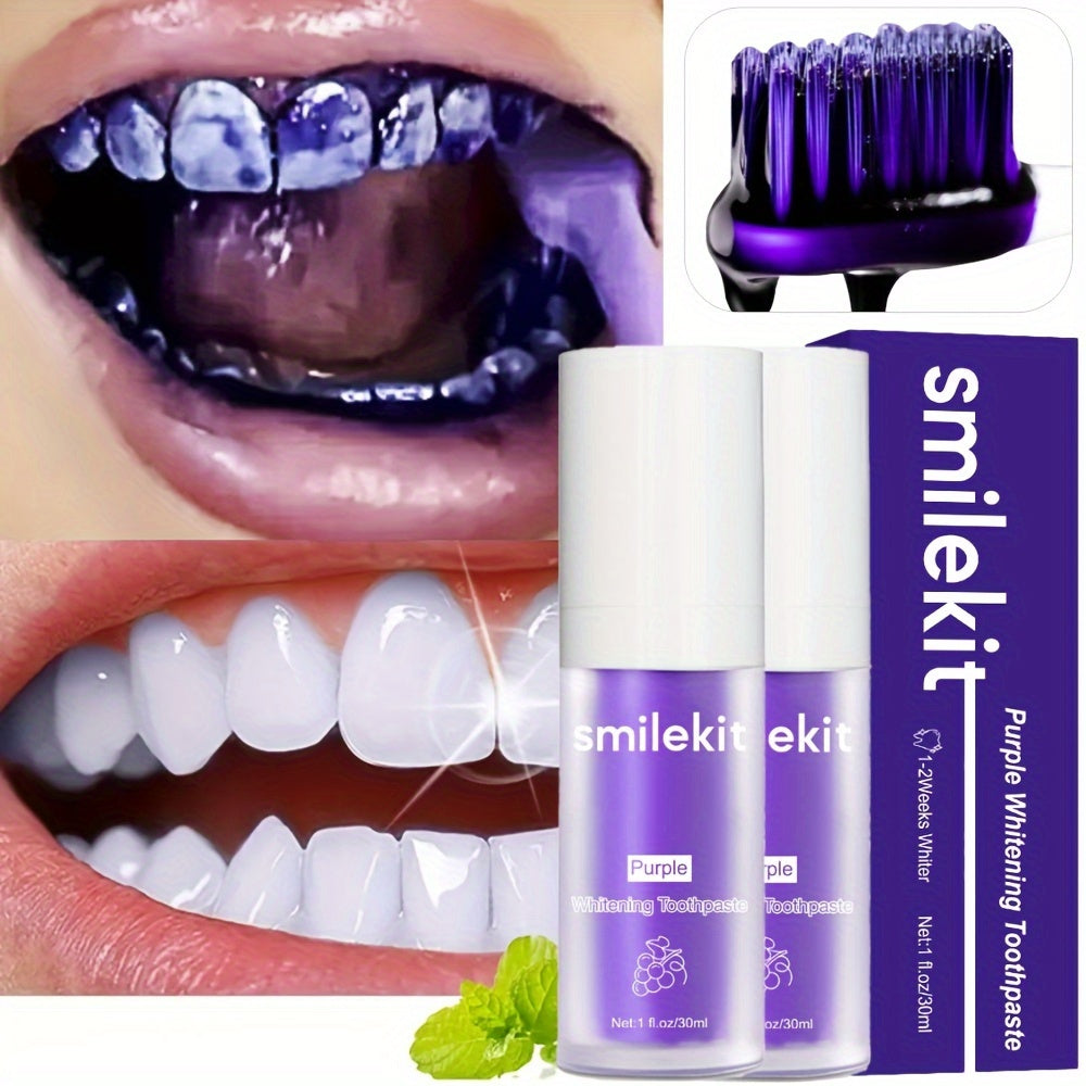 SMILEKIT Purple Whitening Toothpaste, Grape Flavor, Deep Clean Formula for Fresh Breath, 1-Pack Paste