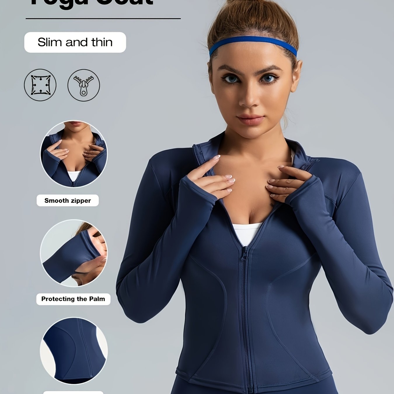 Women'S Quick-Dry Long Sleeve Zip-Up Sports Jacket - High Elasticity Breathable Yoga & Running Top with Front Pockets, Slim Fit All-Season Activewear for Gym, Outdoor Activities, Sleek Design, Durable Fabric