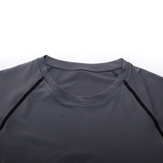 2025 Men's T-shirt Short sleeve Gym Compression Shirt Black Sports Top Quick Dry Sweat Sun Protection Sportswear MMA rash guard