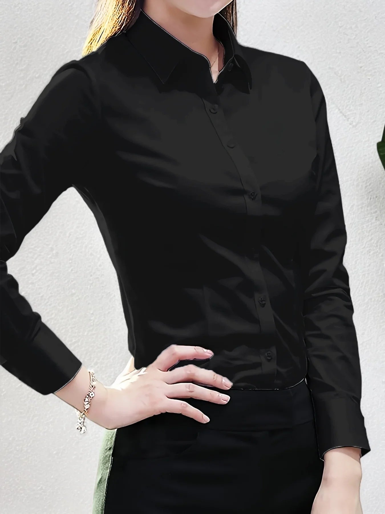 Spring Autumn new black white shirt women's Korean version slim fit long sleeved workwear shirt professional dress formal top