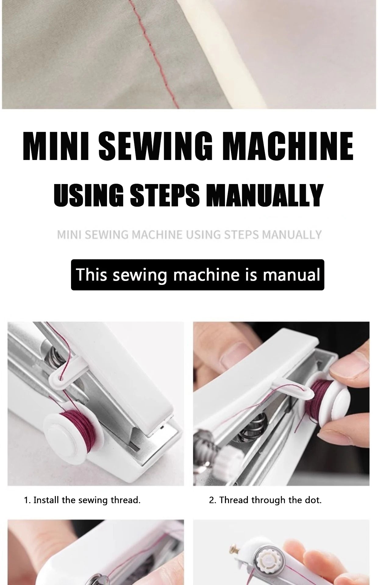 Portable Mini Cordless Stitch Machines Manual Sewing Machine Useful for DIY Household Clothes Leather Handheld Tools Accessories