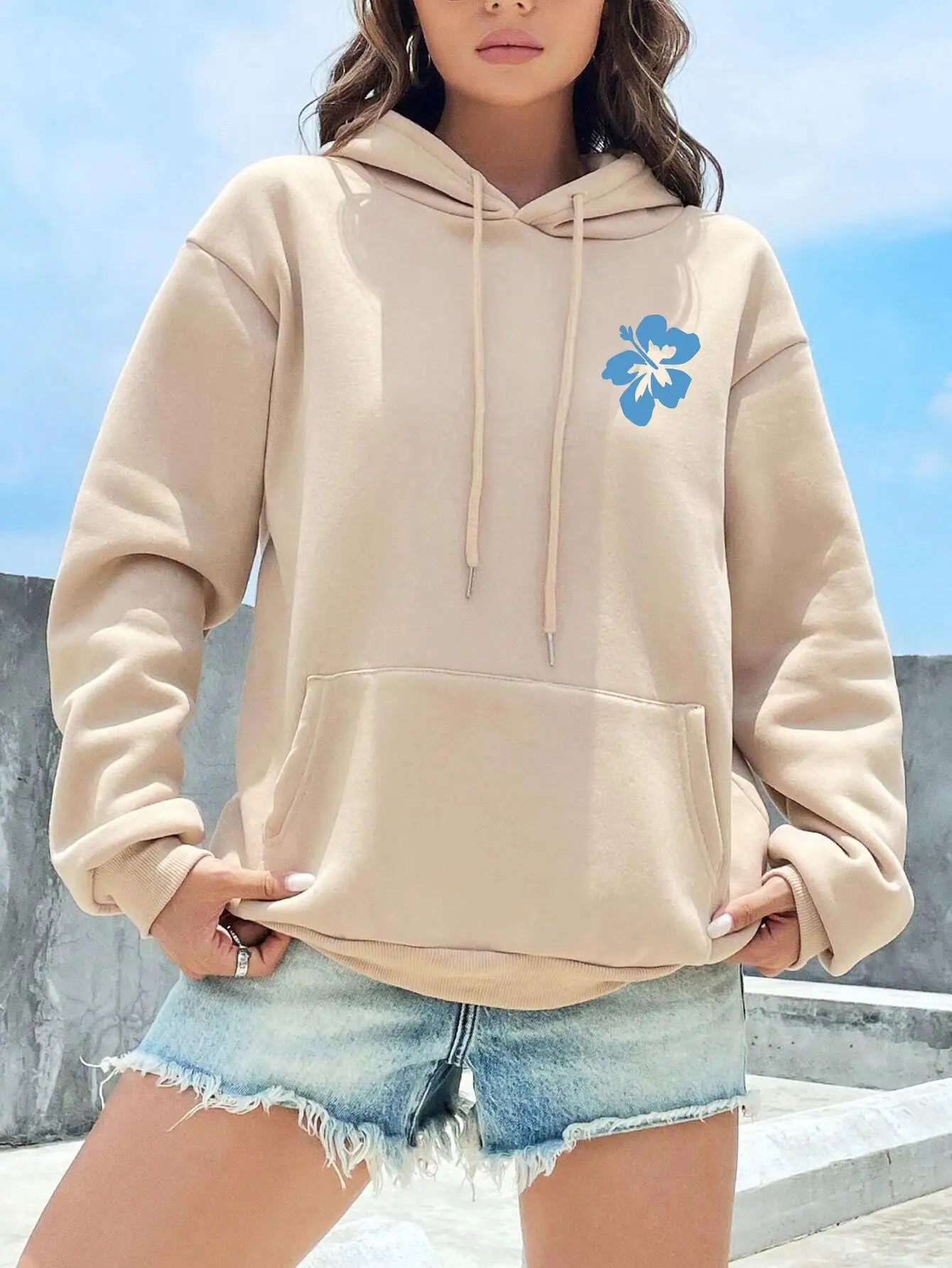 Simple Letter Statement Combination Print Hoodies Women Basic All Match Hoody Casual Fashion Street Sweatshirt Fleece Warm Top