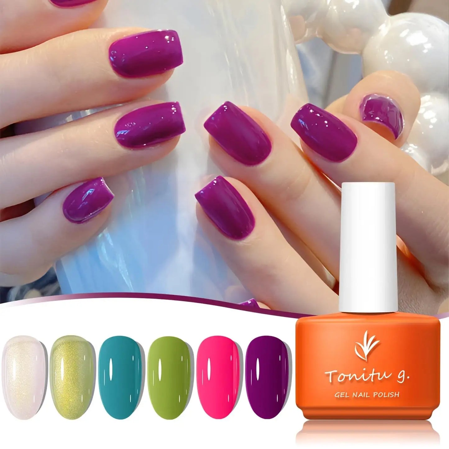 Gel Nail Polish Set 6 Colors, Glitter Golden, Silvery, Macaron, Red, Gel Set, Soak Off UV/LED, for Salon Manicure and Home DIY