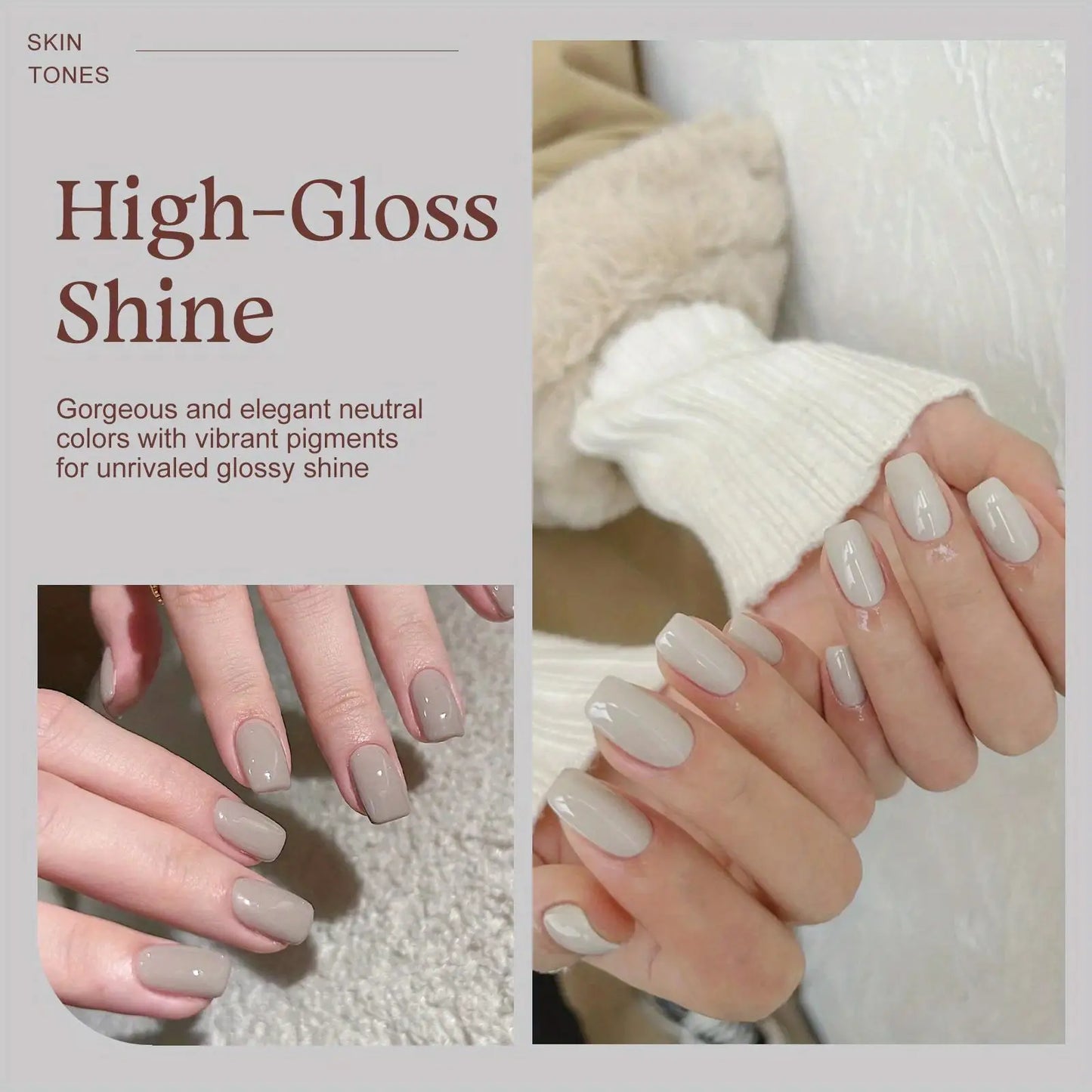 Gel Nail Polish Set 6 Colors, Glitter Golden, Silvery, Macaron, Red, Gel Set, Soak Off UV/LED, for Salon Manicure and Home DIY