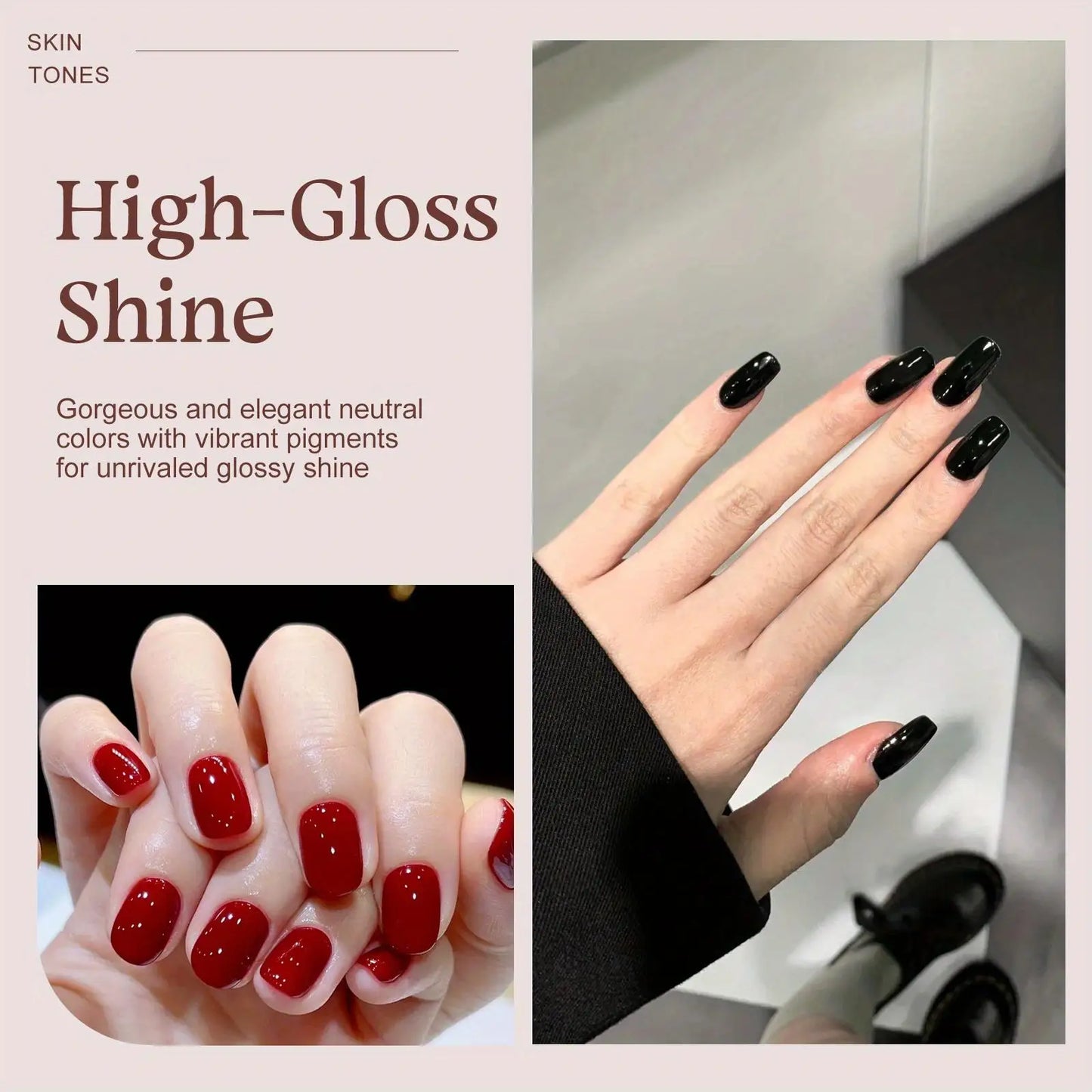 Gel Nail Polish Set 6 Colors, Glitter Golden, Silvery, Macaron, Red, Gel Set, Soak Off UV/LED, for Salon Manicure and Home DIY
