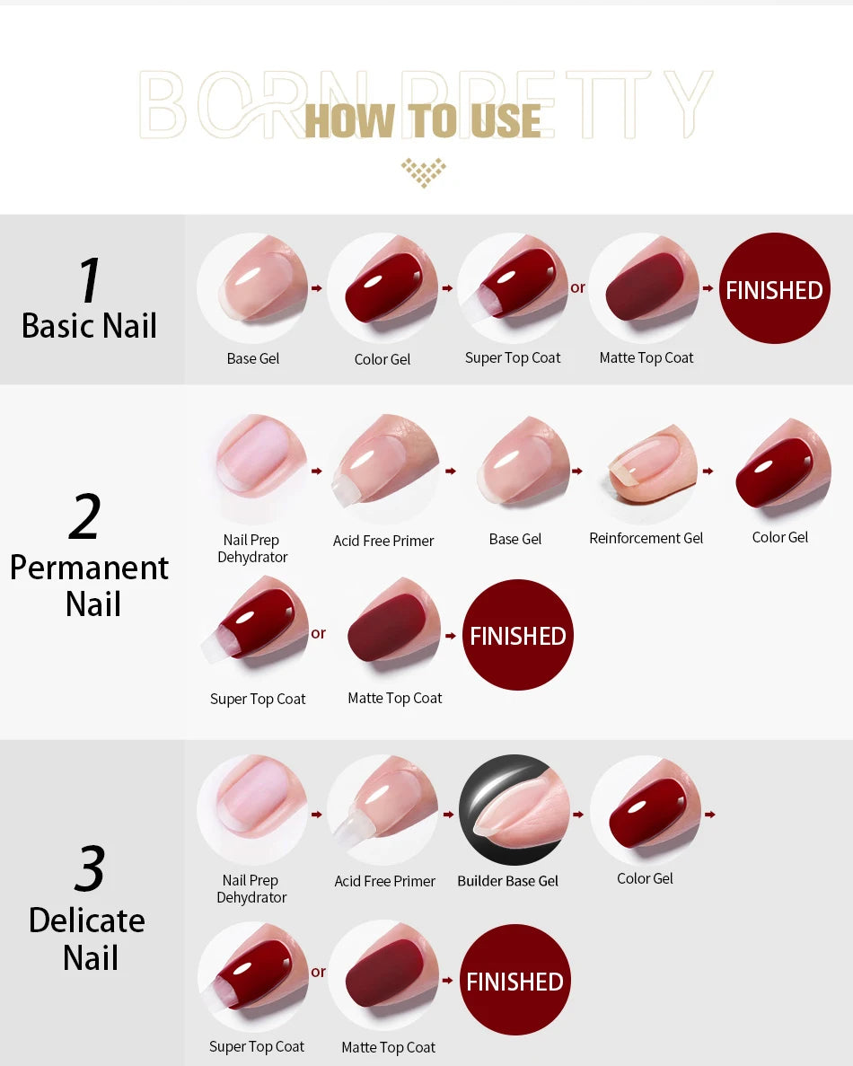 BORN PRETTY 15ml Function Gel Base Super Top Coat Reinforcement Gel Rubber Base Gel Soak Off UV LED Semi-Permanant Varnish