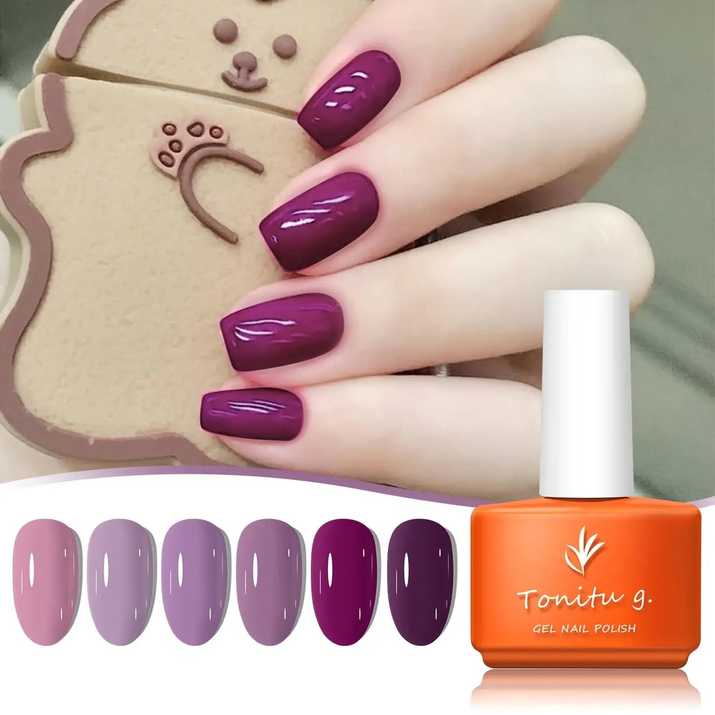 Gel Nail Polish Set 6 Colors, Glitter Golden, Silvery, Macaron, Red, Gel Set, Soak Off UV/LED, for Salon Manicure and Home DIY