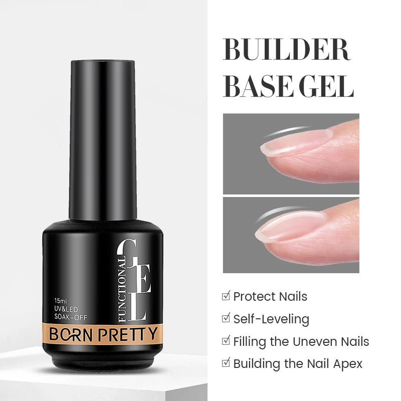 BORN PRETTY 15ml Function Gel Base Super Top Coat Reinforcement Gel Rubber Base Gel Soak Off UV LED Semi-Permanant Varnish