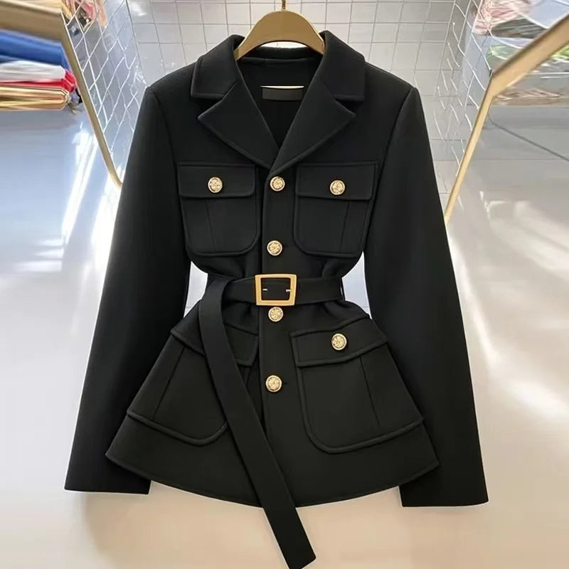 Women's Blazer Coat New 2025 Autumn Long Sleeve Casual Single Breasted Elegant Office Waist Ladies Suit Jacket lady Outerwear