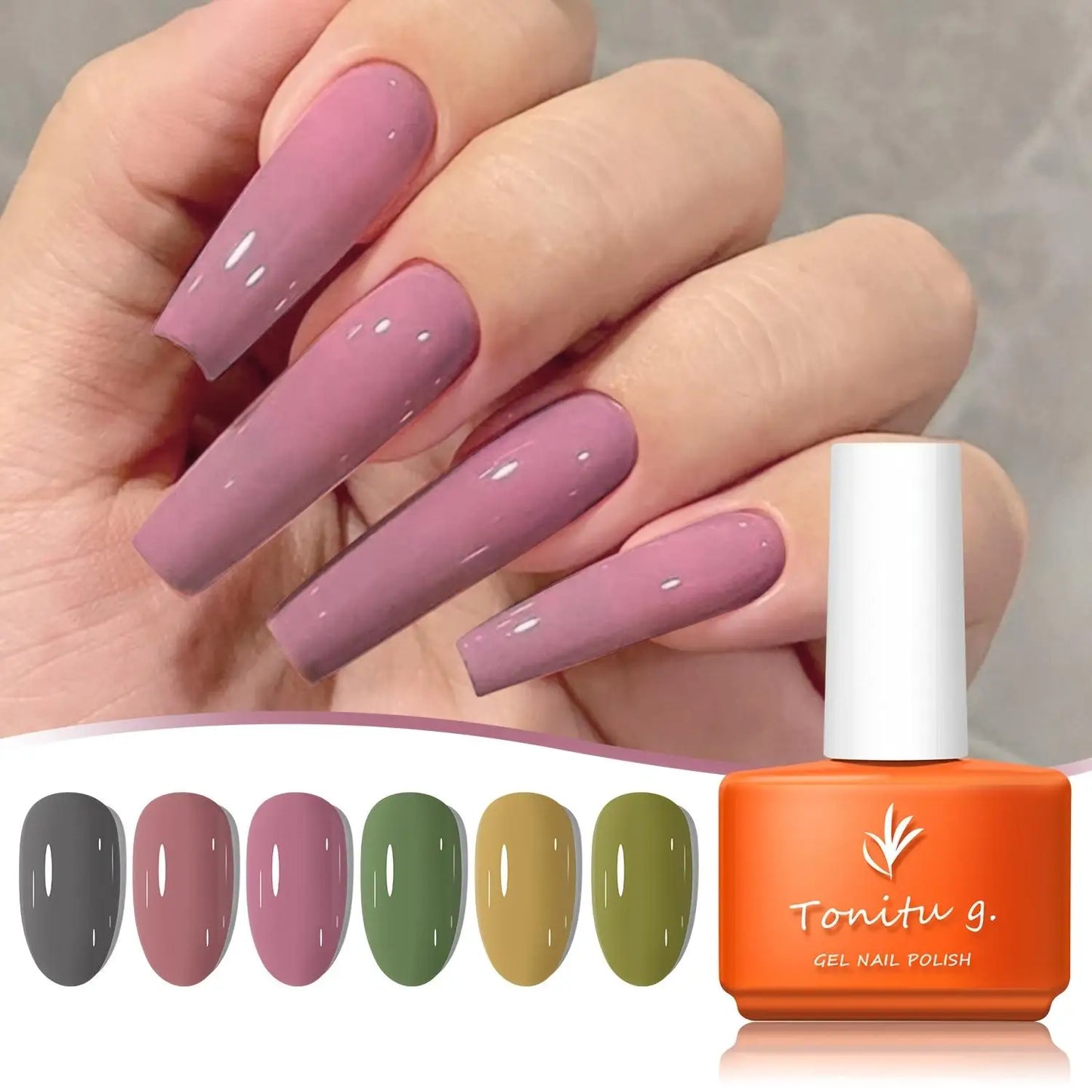 Gel Nail Polish Set 6 Colors, Glitter Golden, Silvery, Macaron, Red, Gel Set, Soak Off UV/LED, for Salon Manicure and Home DIY