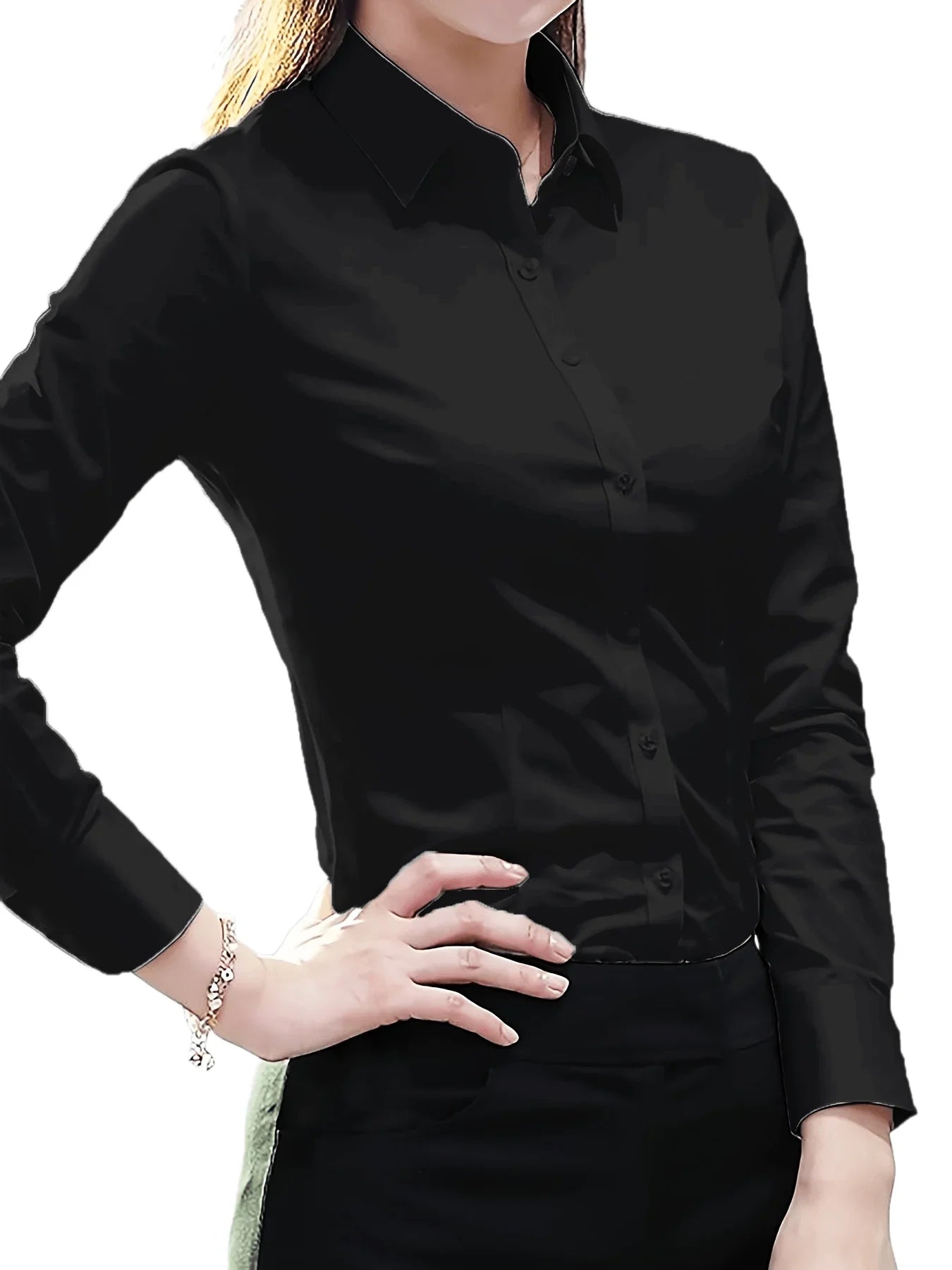 Spring Autumn new black white shirt women's Korean version slim fit long sleeved workwear shirt professional dress formal top