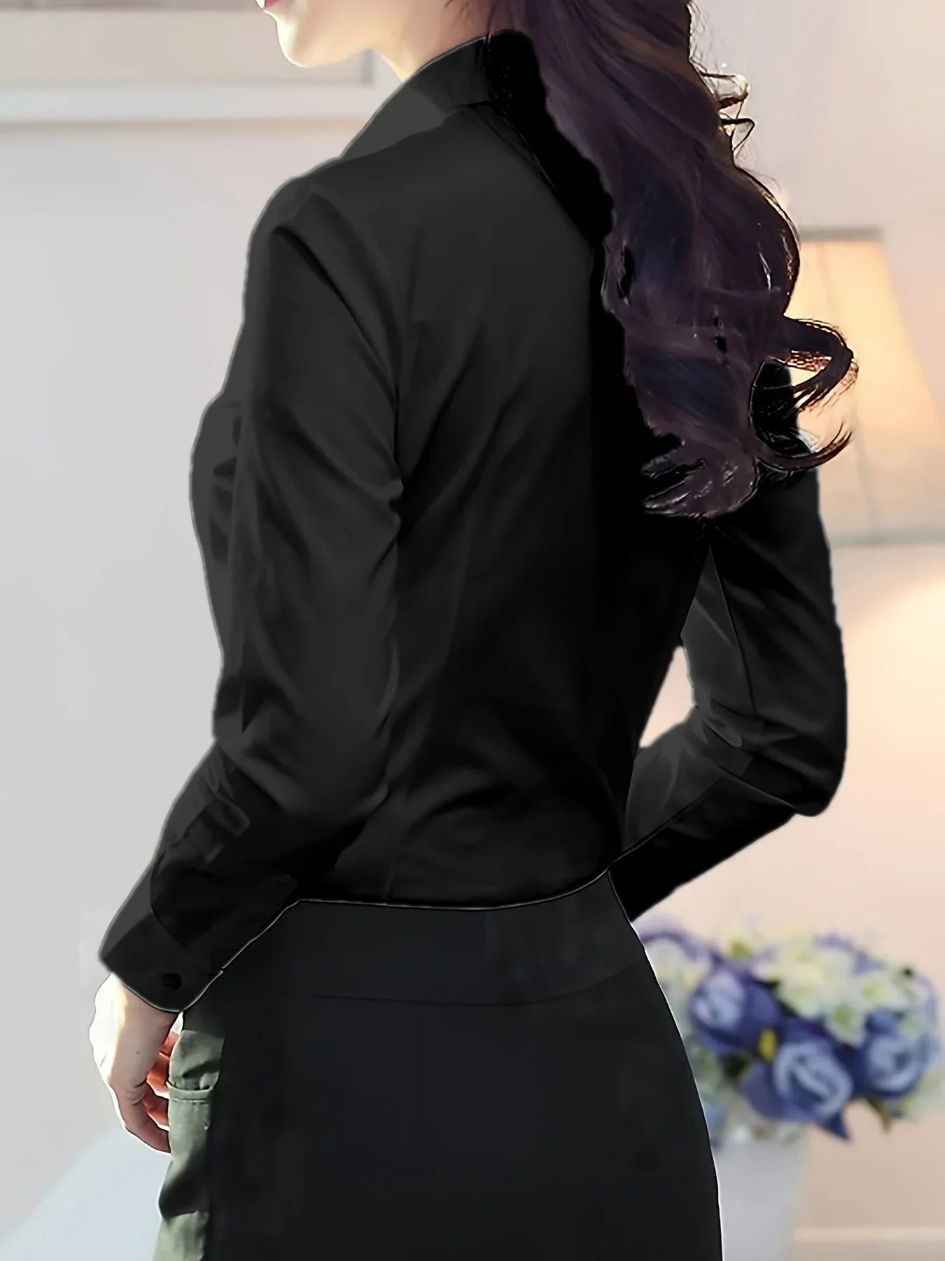 Spring Autumn new black white shirt women's Korean version slim fit long sleeved workwear shirt professional dress formal top