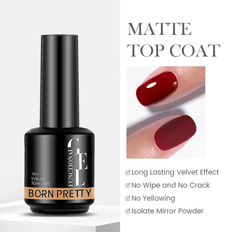 BORN PRETTY 15ml Function Gel Base Super Top Coat Reinforcement Gel Rubber Base Gel Soak Off UV LED Semi-Permanant Varnish