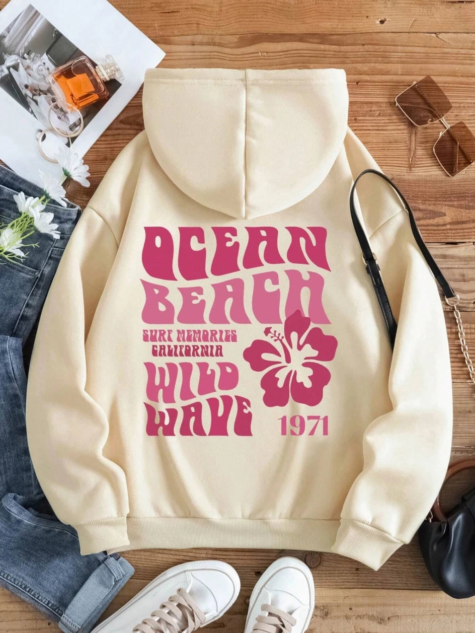 Simple Letter Statement Combination Print Hoodies Women Basic All Match Hoody Casual Fashion Street Sweatshirt Fleece Warm Top