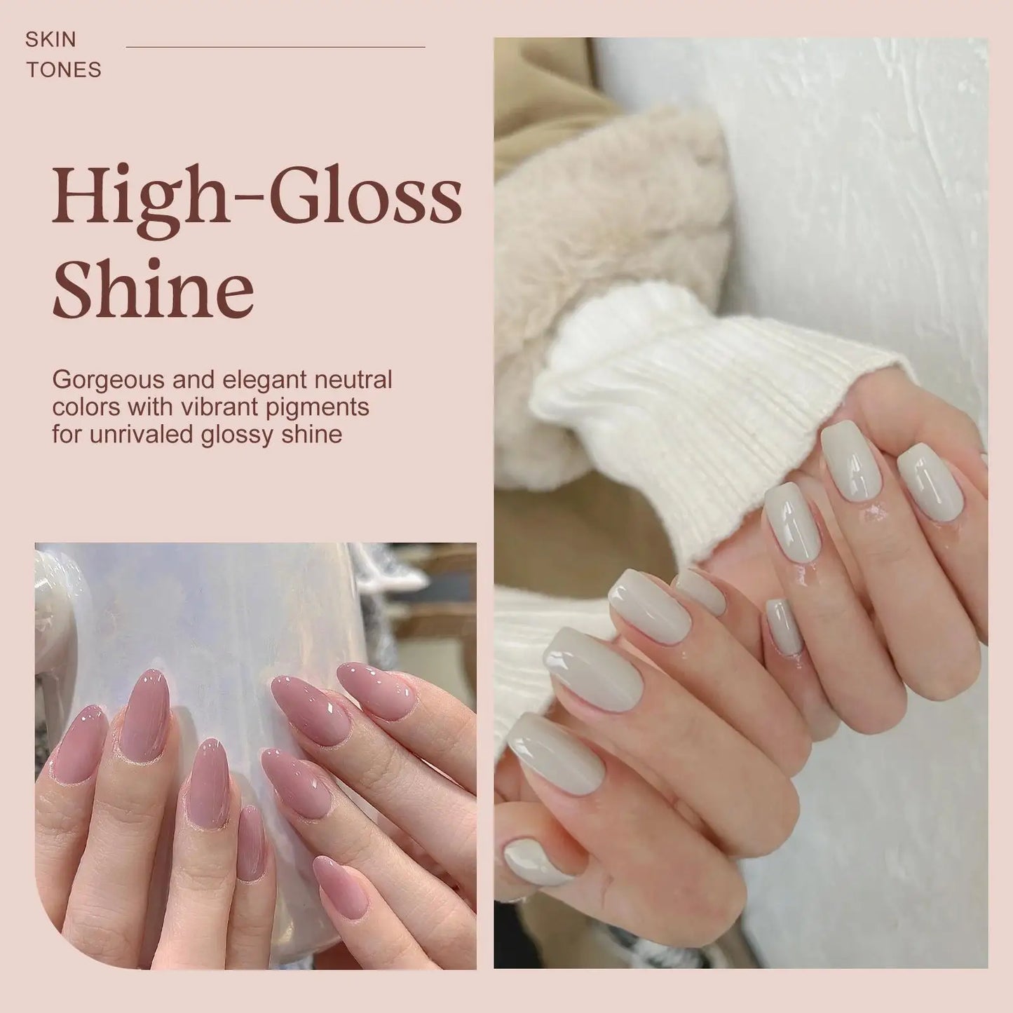Gel Nail Polish Set 6 Colors, Glitter Golden, Silvery, Macaron, Red, Gel Set, Soak Off UV/LED, for Salon Manicure and Home DIY