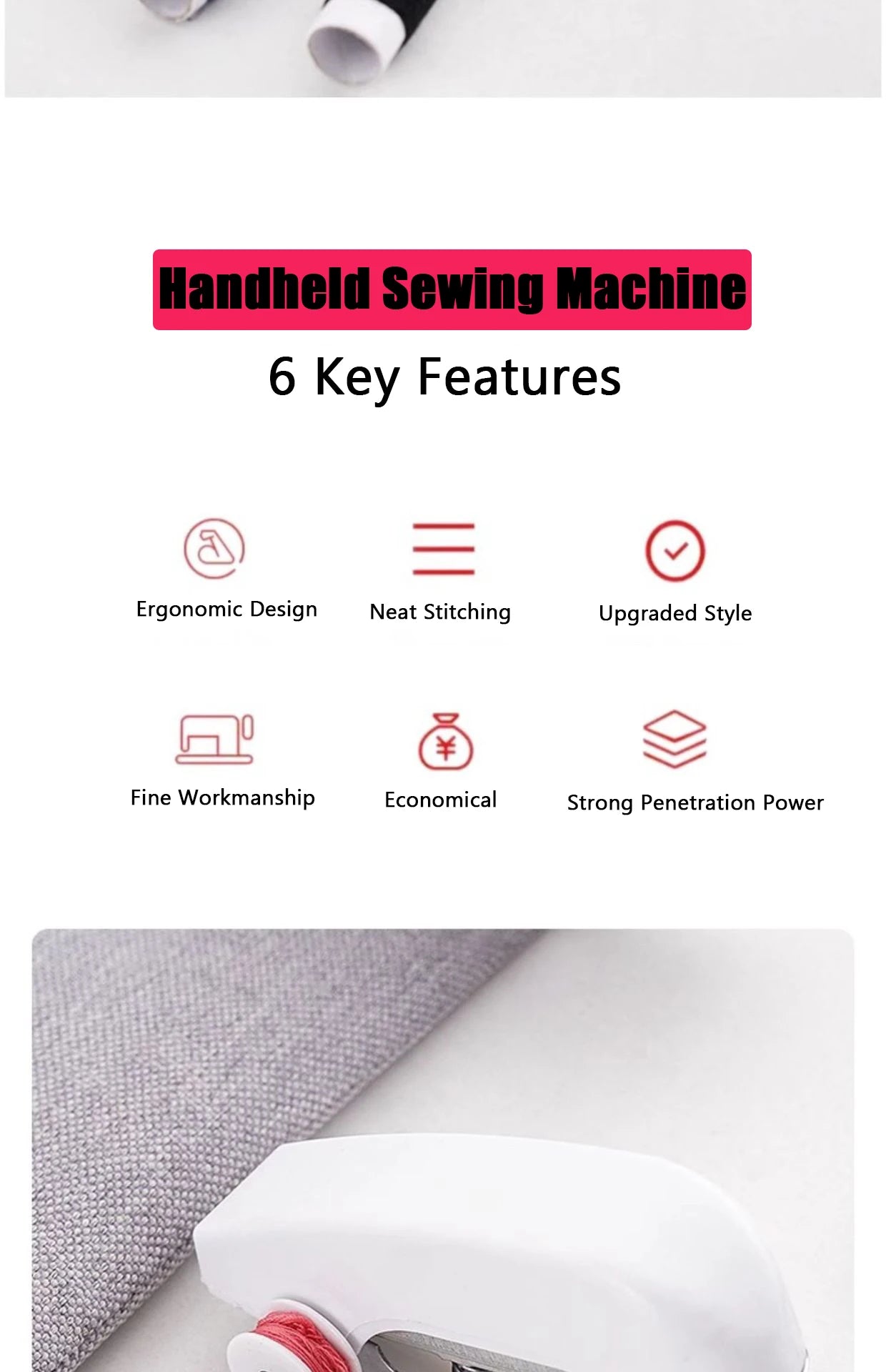 Portable Mini Cordless Stitch Machines Manual Sewing Machine Useful for DIY Household Clothes Leather Handheld Tools Accessories