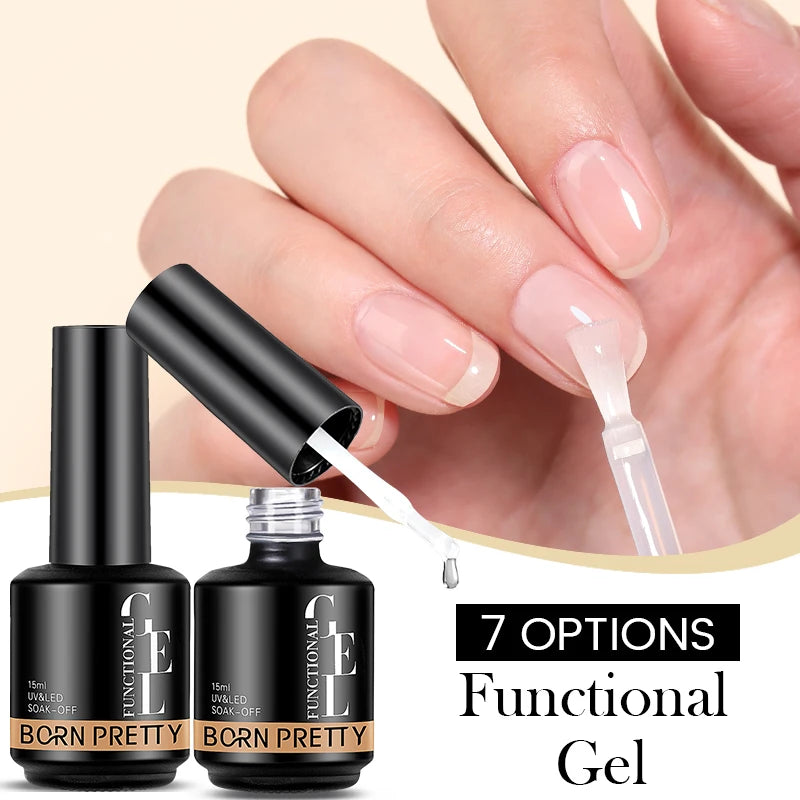 BORN PRETTY 15ml Function Gel Base Super Top Coat Reinforcement Gel Rubber Base Gel Soak Off UV LED Semi-Permanant Varnish