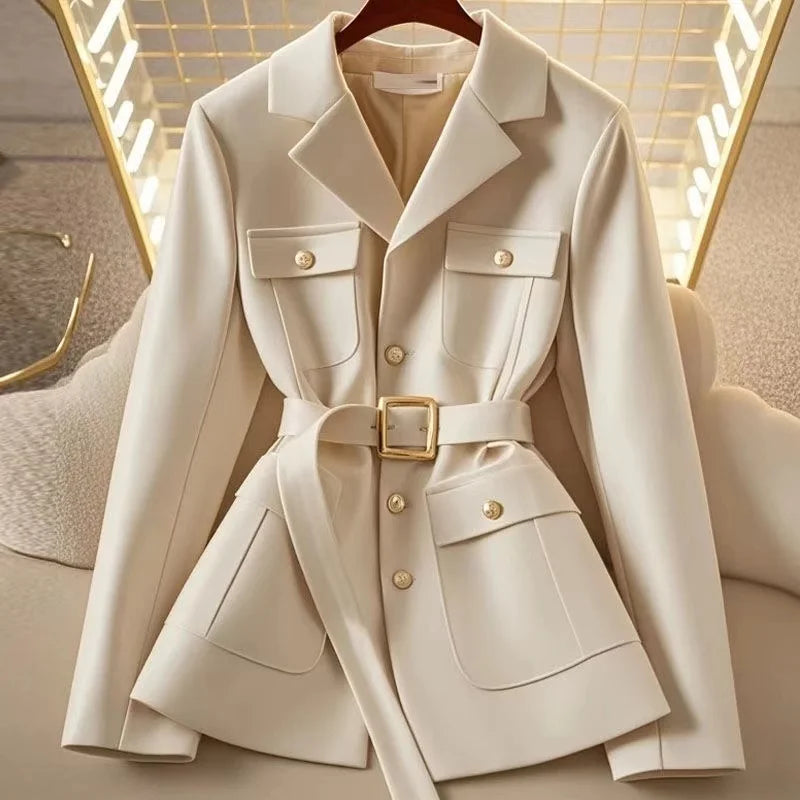 Women's Blazer Coat New 2025 Autumn Long Sleeve Casual Single Breasted Elegant Office Waist Ladies Suit Jacket lady Outerwear