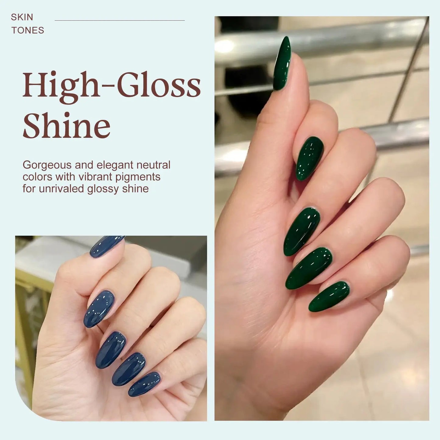 Gel Nail Polish Set 6 Colors, Glitter Golden, Silvery, Macaron, Red, Gel Set, Soak Off UV/LED, for Salon Manicure and Home DIY