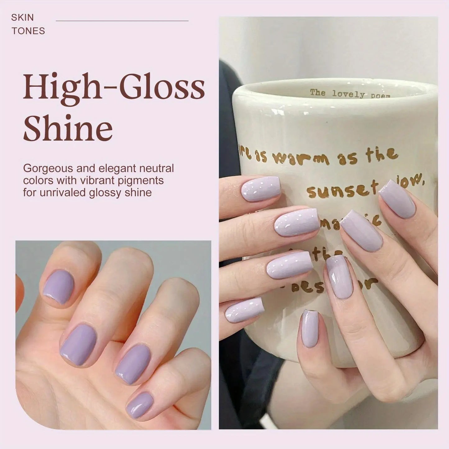 Gel Nail Polish Set 6 Colors, Glitter Golden, Silvery, Macaron, Red, Gel Set, Soak Off UV/LED, for Salon Manicure and Home DIY