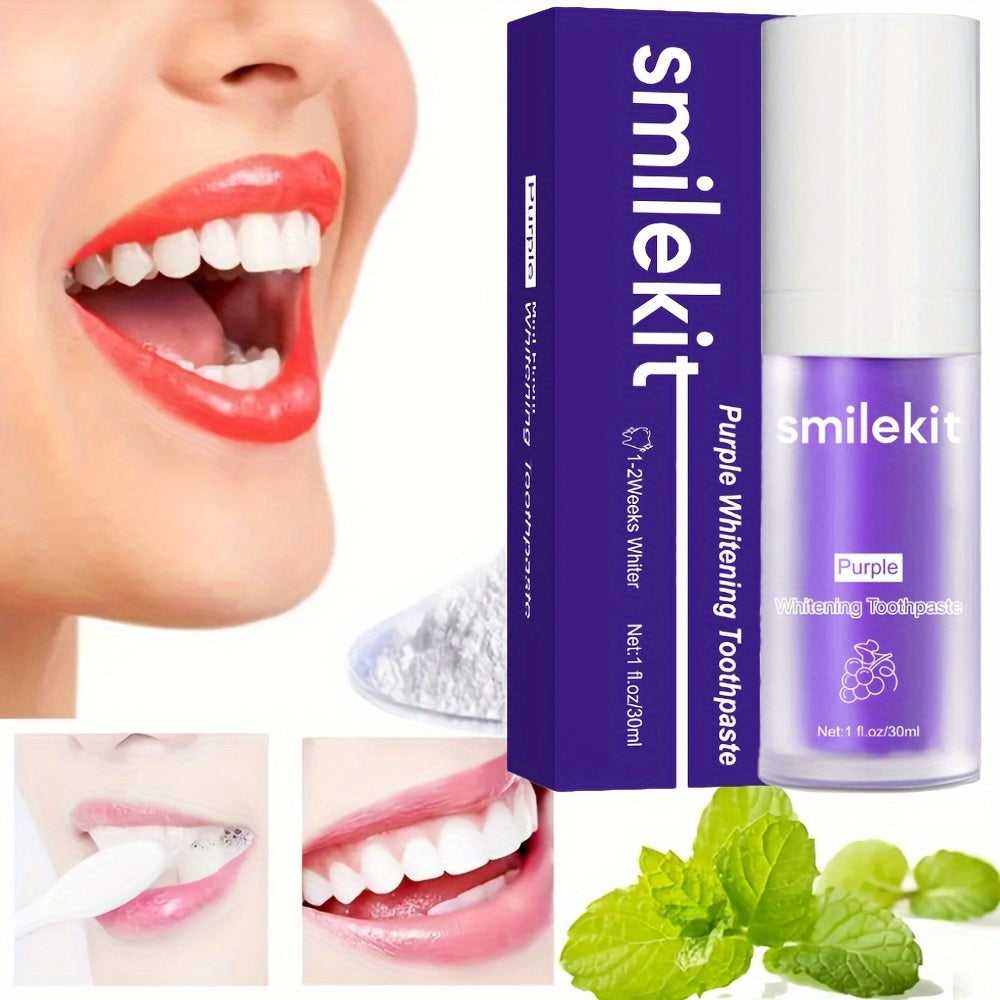 SMILEKIT Purple Whitening Toothpaste, Grape Flavor, Deep Clean Formula for Fresh Breath, 1-Pack Paste
