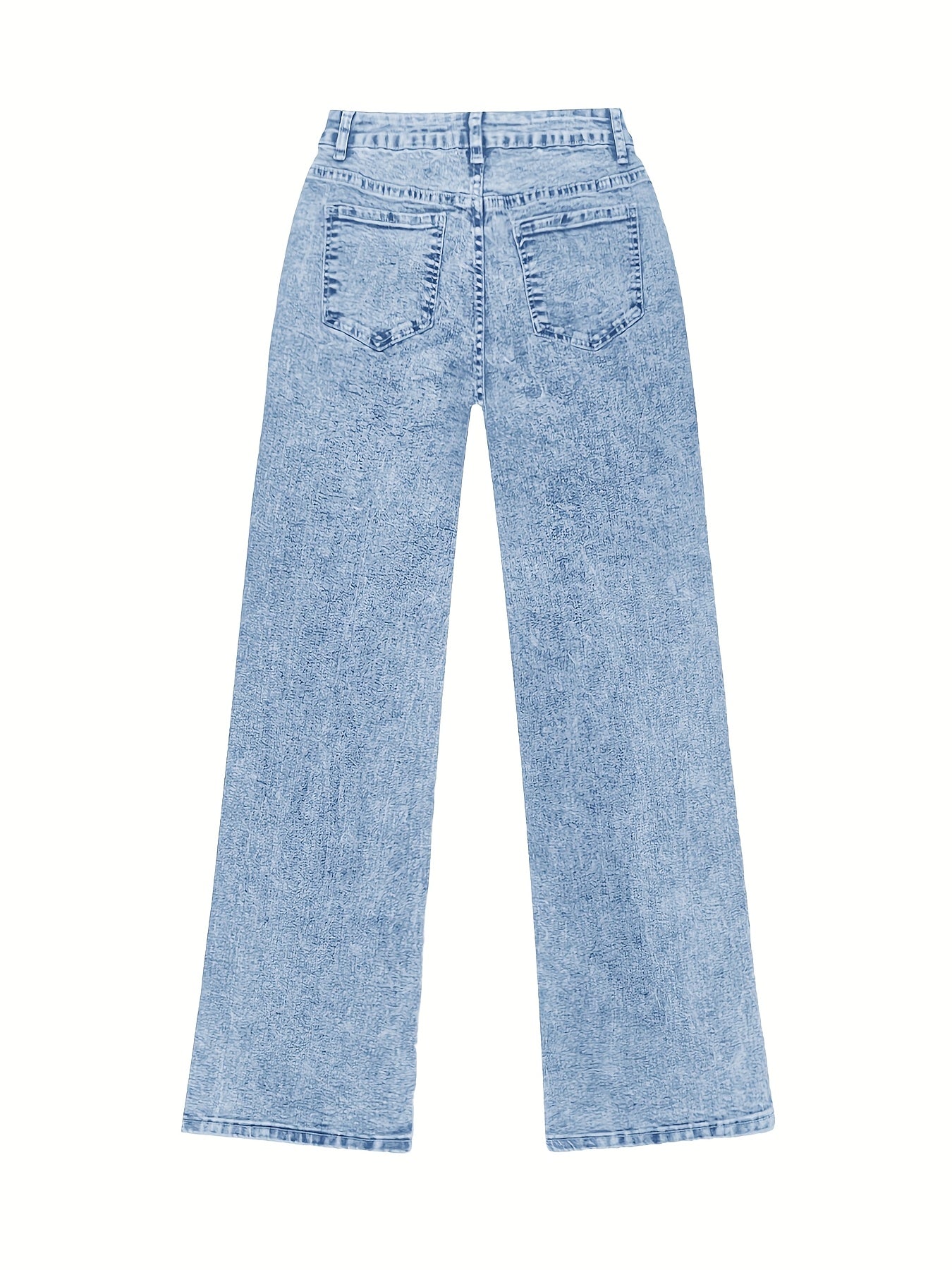 Women's 2025 new stretch loose wide leg straight jeans. acid wash light blue tummy control casual pants with pockets, high waisted comfort solid color pantalones, elegant ladies' clothing, denim trousers fit for travel, work