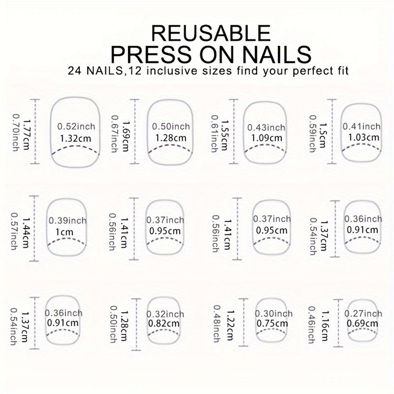 24pcs Pink & Nude Square Short Coffin Press-On Nails, Glossy Finish, Reusable & Durable French Style False Nails for Women, Easy Application, Long-Lasting, Ideal for Salon Or DIY Manicure |Bride Nails |Wedding Nails