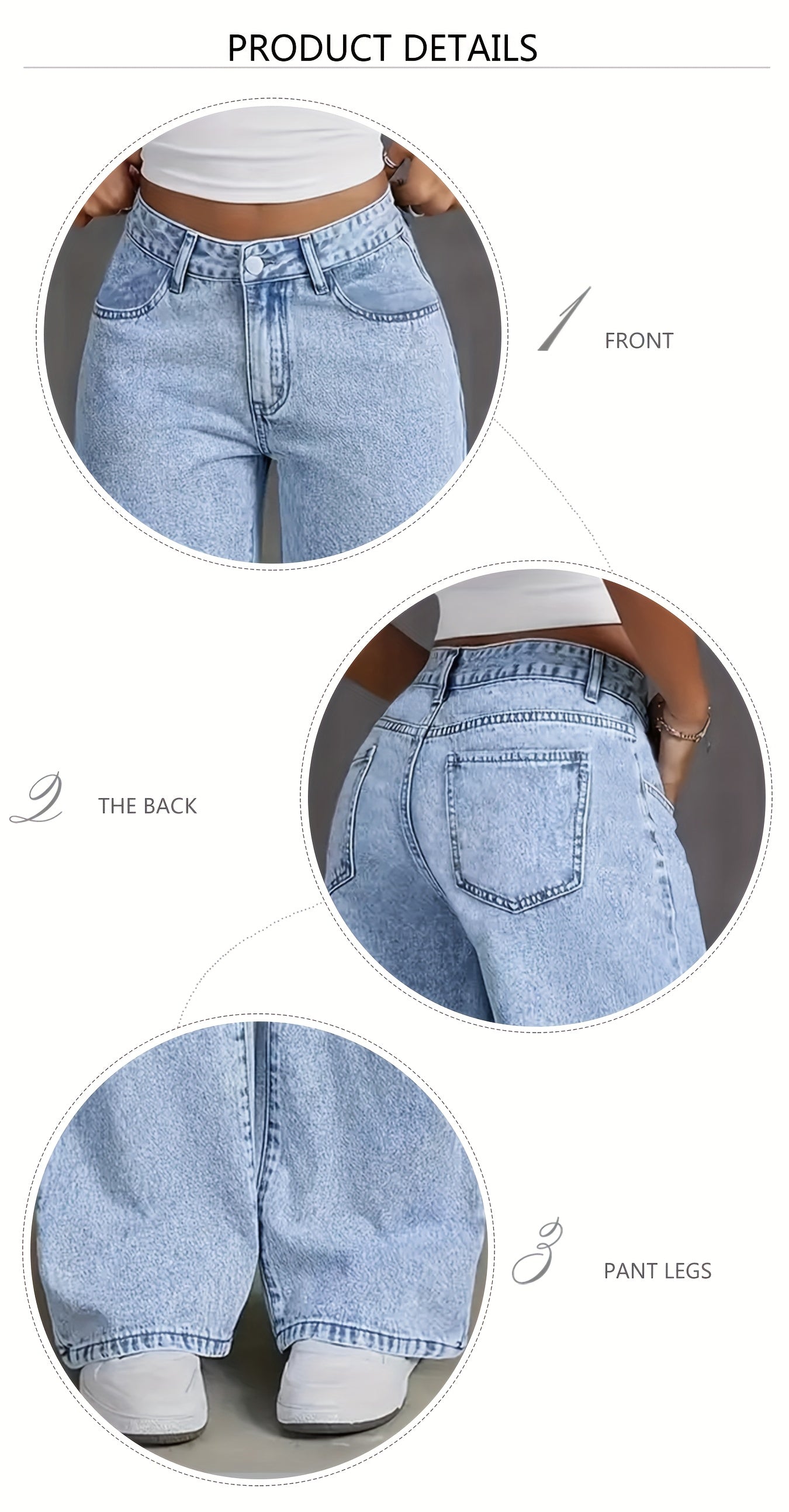 Women's 2025 new stretch loose wide leg straight jeans. acid wash light blue tummy control casual pants with pockets, high waisted comfort solid color pantalones, elegant ladies' clothing, denim trousers fit for travel, work