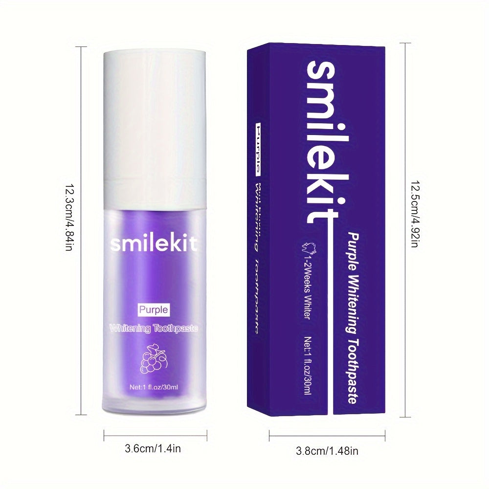 SMILEKIT Purple Whitening Toothpaste, Grape Flavor, Deep Clean Formula for Fresh Breath, 1-Pack Paste