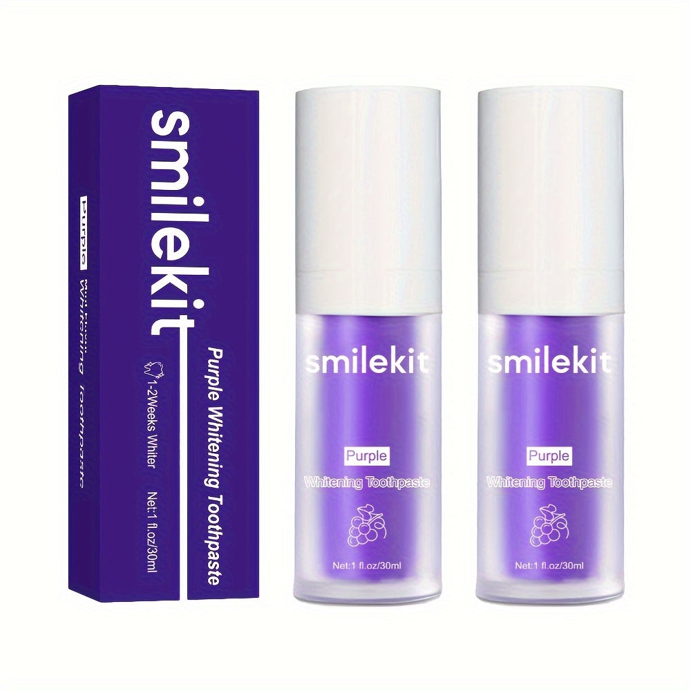 SMILEKIT Purple Whitening Toothpaste, Grape Flavor, Deep Clean Formula for Fresh Breath, 1-Pack Paste