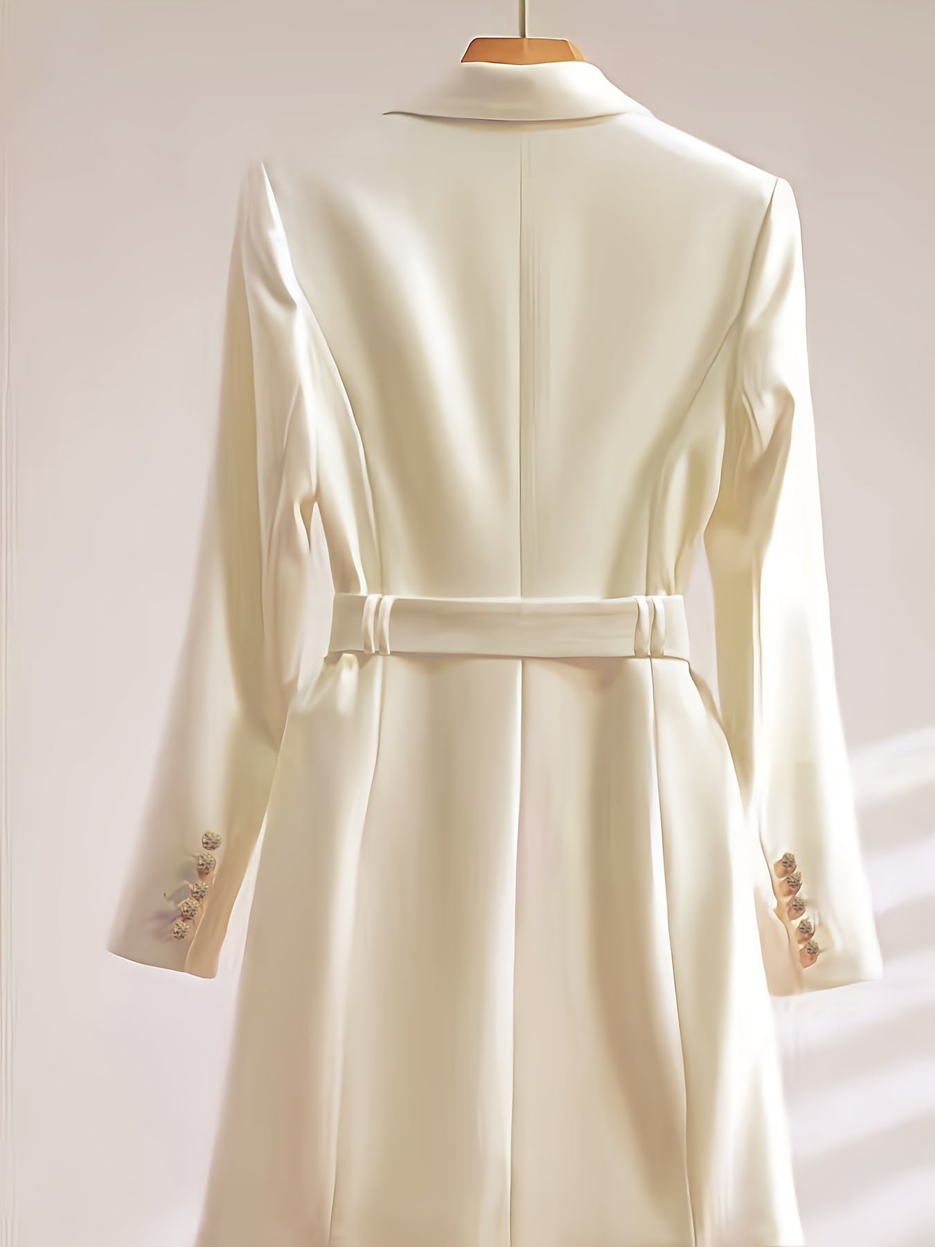 Women's Elegant Structured Blazer coat - Chic Business office & Formal events, with Belt - Notable, - Autumn/Winter, - Non-Stretch Professional Outerwear, Autumn Fashion, Luxury Button Details, Corporate Attire, Classic Silho