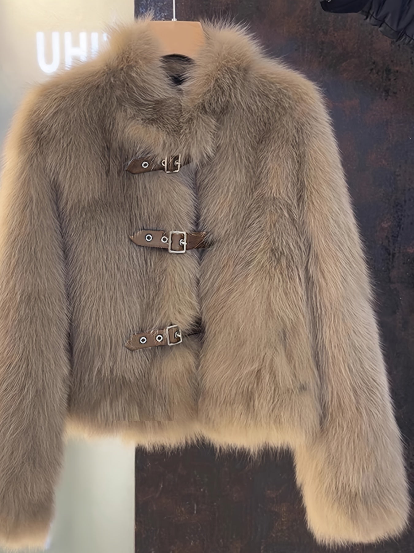 Women's Luxury Plush Fur Coat - White Fox-like Fur Jacket with Single-Button Front Closure, H-Line Silhouette & Beltless Design | Winter Warmth, Loose Fit Long Sleeve Winter Coat for Fall/Winter | Solid Color (No Pattern) | H