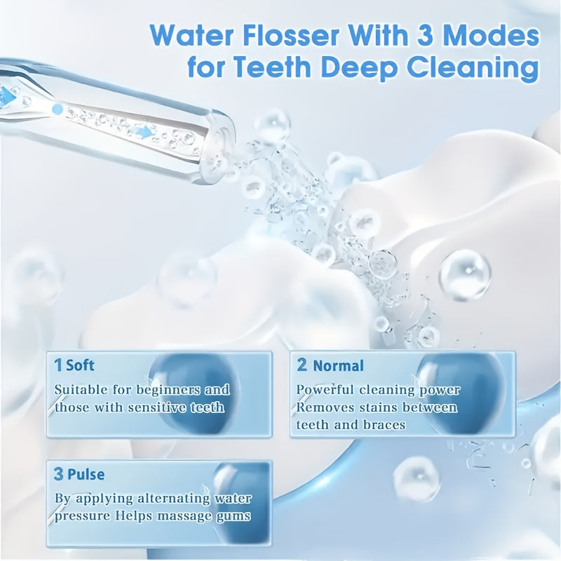 Wireless Electric Water Flosser Set with 4 Nozzles - 360° Rotatable Nozzle, USB Charging, Lithium Battery, Suitable for Daily Teeth Care and Gum Cleaning, Dental Flosser, Mouth Irrigator, Tooth Cleaner, Dental Irrigator, Wat