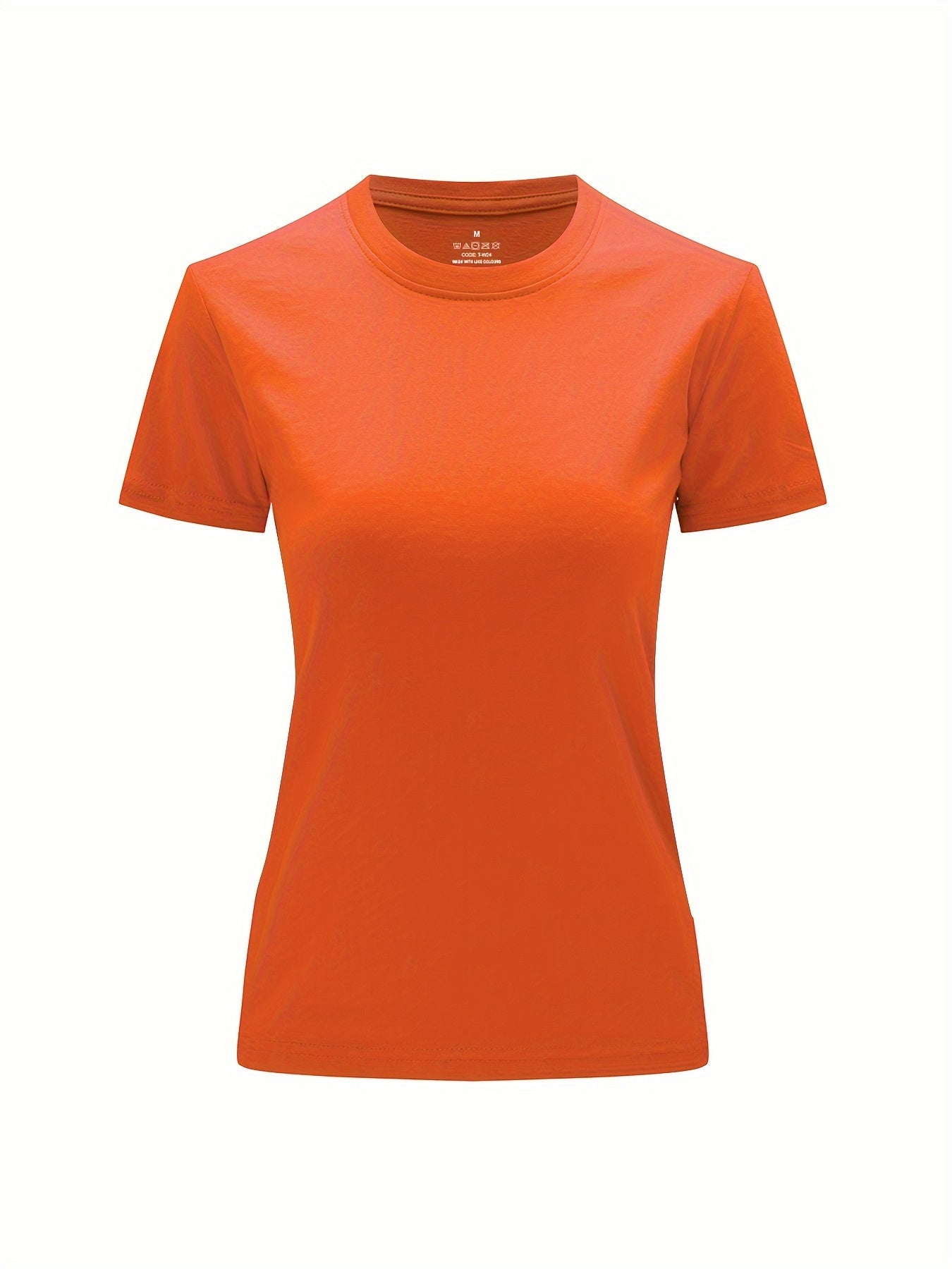 Solid Crew Neck T-Shirt, Casual Short Sleeve Top For Spring & Summer, Women'S Clothing