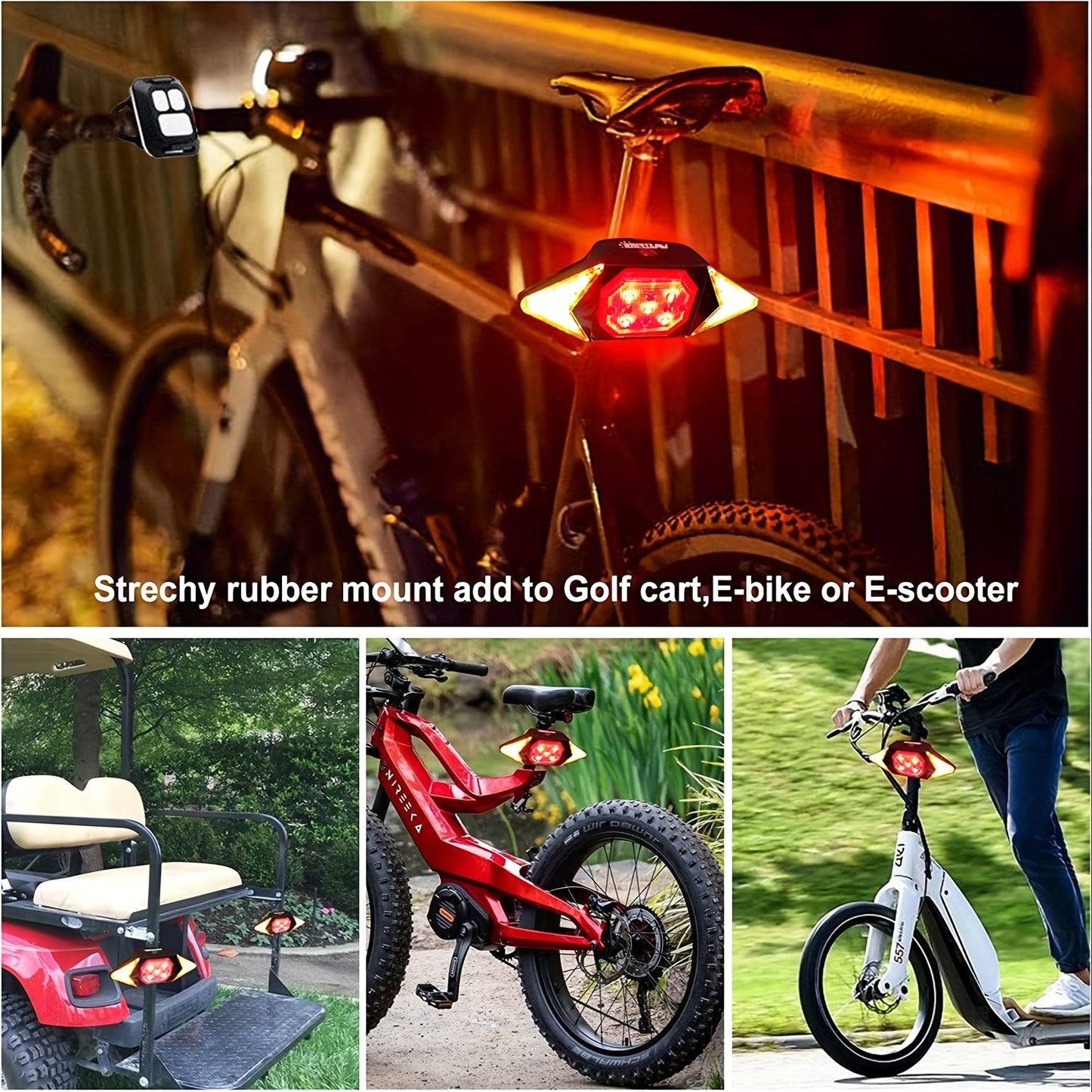 Rechargeable Dual Front and Rear Bike Lights with Super Bright Headlight, Taillight, Turn Signal, Easy-to-Install Safety Flashlight for Night Riding