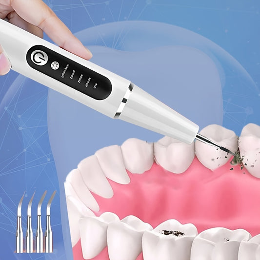 1pc Teeth Cleaner with LED Light for Plaque Removal, Rechargeable Teethbrush, Teeth Cleaning Kit, Teeth Whitening/Cleaning tool, Removes Plaque/Stains, 4 x Replaceable Brush Heads, Home & Travel Oral Care Tool, Birthday/Chris