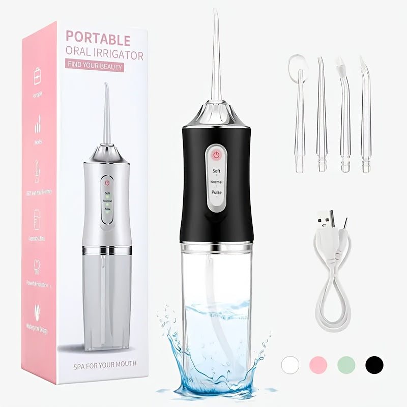 Wireless Electric Water Flosser Set with 4 Nozzles - 360° Rotatable Nozzle, USB Charging, Lithium Battery, Suitable for Daily Teeth Care and Gum Cleaning, Dental Flosser, Mouth Irrigator, Tooth Cleaner, Dental Irrigator, Wat